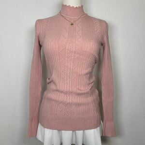 100% Cashmere Rose Cable Sweater